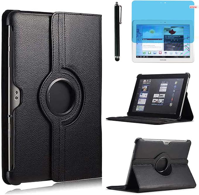 Case for Samsung Galaxy Note 10.1 inch 2012 (GT-N8000 N8010 N8013)360 Degree Rotating Stand Case Full Protective Coverwith Stylus PenScreen Film (Black)