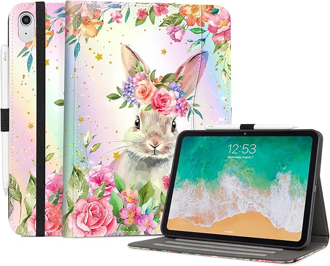 Lokigo Case for iPad (A16) 11th/10th Generation Aurora Forest | for iPad 11th-11 Inch/10th-10.9 Inch Stand Cover Pencil Holder/Hand Strap/Pocket Support Touch ID Auto Wake/Sleep