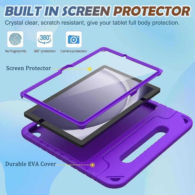 LTROP Shockproof Lightweight Convertible Handle Stand Case for Samsung Galaxy Tab A11 Plus 2025 / A9 Plus 11 Inch 2023 with Built-in Screen Protector Galaxy Tab A11+ / A9+ Case for Kids Black