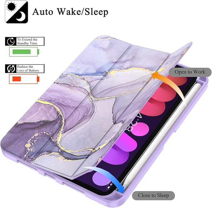 Soke Case for iPad mini (A17 Pro) 7th/ 6th Generation (Book Wine) | Built-in Apple Pencil Slot fit iPad Mini 2024 and 2021 8.3 inch Auto Sleep/Wake