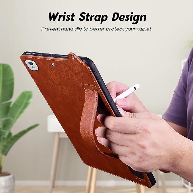 Slim Case for Apple iPad 10th Generation 10.9 Inch 2022 PU Leather Lightweight Hand Strap Stand Feature Drop Protection Back Cover for iPad 10th Gen 10.9 Black