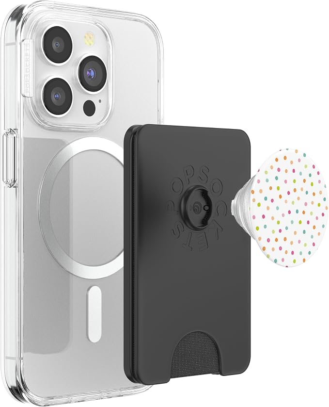 Cute Polka Dot Colorful Pattern Design on White PopSockets Adhesive PopGrip