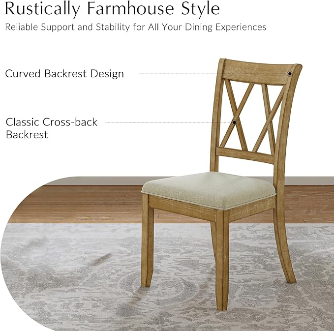 Wood Dining Chairs Set of 4, Modern Farmhouse Kitchen Dining Room Chair, Upholstered Dinner Chair with Back Wood Legs for Restaura, Cofe and Hotel Natural