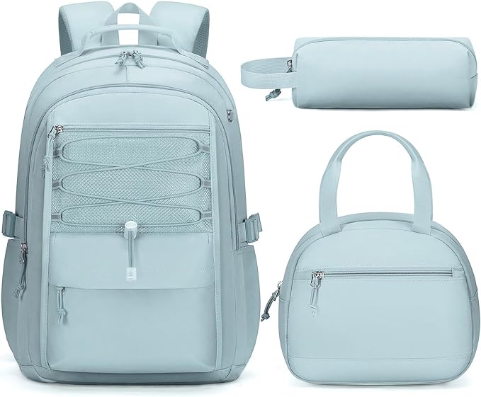Fimibuke Kids Backpack for Girls, 3 PCS Waterproof Girls Backpack with Lunch Box & Pencil Case, Lightweight Bookbag Set for Kids Teen Girl Travel School Bag for Elementary Middle High School Students
