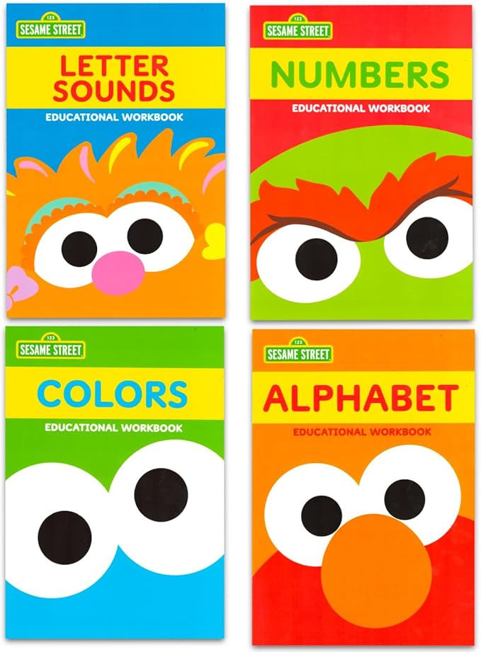 Sesame Street Educational Workbook Set for Toddlers - Bundle with 4 Preschool Work Books Teaching ABCs, Numbers, Colors, and More | Sesame Street Learning Tools