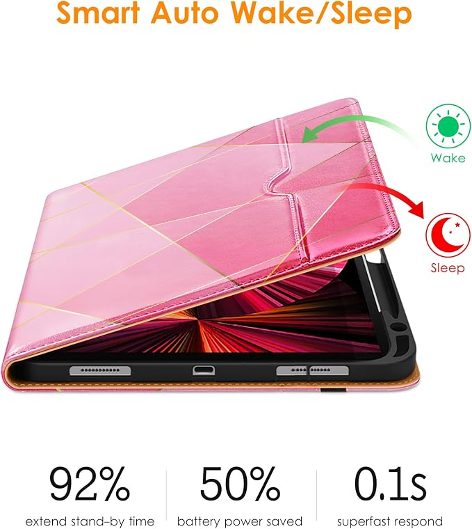 DTTO Case for iPad Pro 11 Inch 4th / 3rd / 2nd / 1st Generation 2022/2021/2020/2018Premium PU Leather Folio Stand Cover with Hand Strap Auto Wake/SleepMultiple Viewing Angles Black