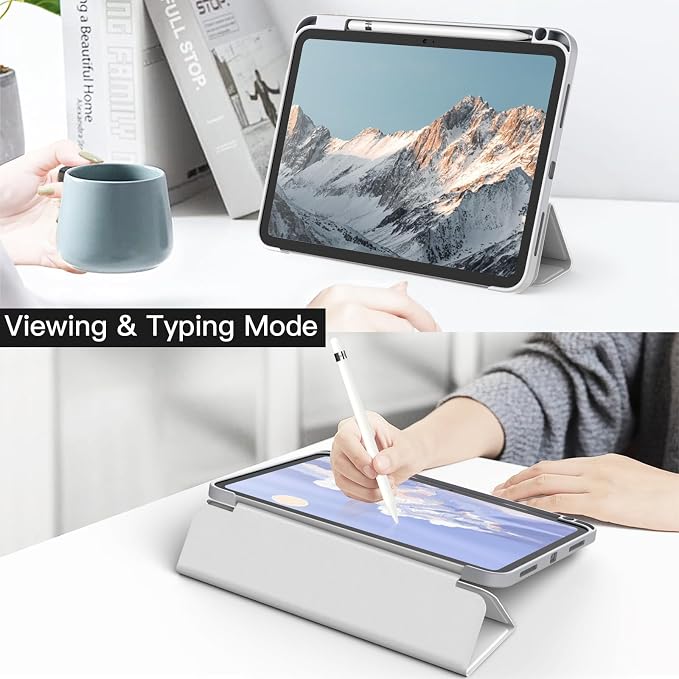 JETech Case Cover for iPad (A16) 11th/10th Gen Black | For 2025/2022 Model Clear Transparent Back Pencil Holder Slim Shockproof Tri-Fold Stand Auto Wake/Sleep