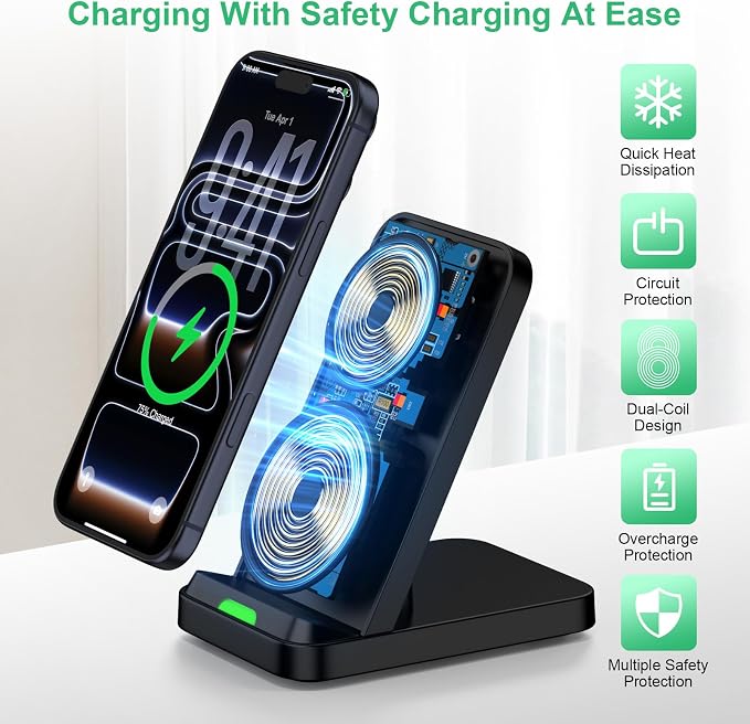 Wireless Phone Charger Android Stand for Android Samsung S26 Ultra/S26+/S26 | 15W Wireless Charging Pad Android Charger Flat Station Dock for Samsung Galaxy S26 S25 Ultra S25 FE S25 Edge S24 S23 S22 S