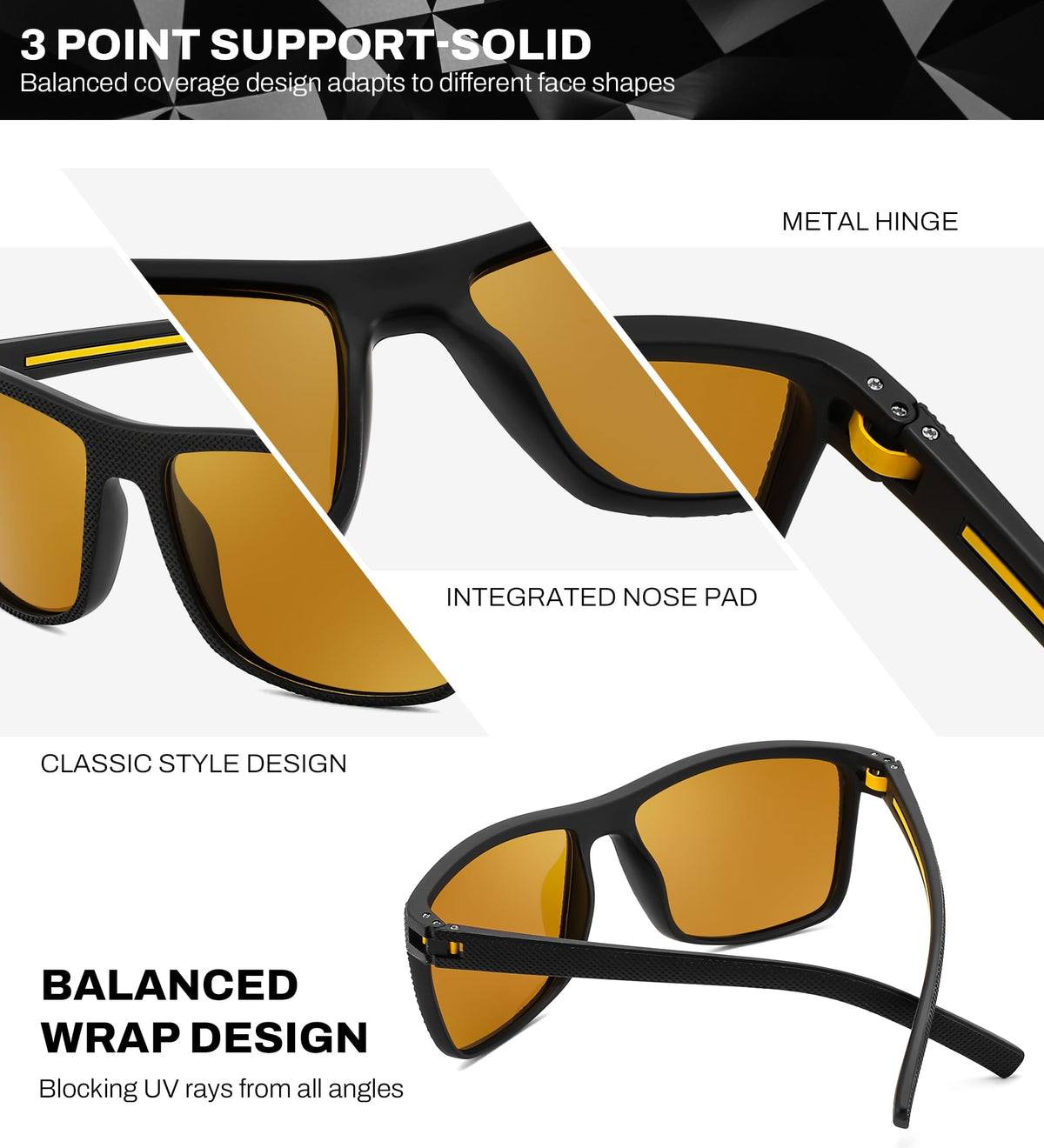 FEISEDY Polarized Sunglasses for Men and Women Lightweight Frame Sun Glasses with UV400 Protection for Driving Fishing B0301