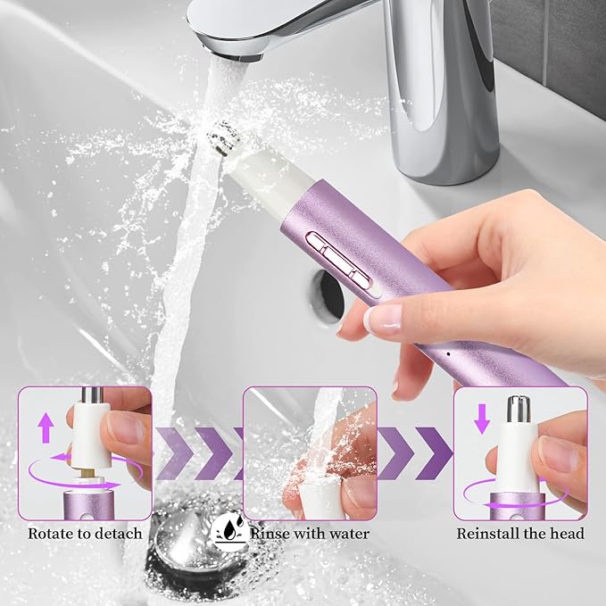 Mendaping 2025 Rechargeable Nose & Ear Hair Trimmer, Dual-Edge Blade Electric Clipper for Women Men, Facial & Eyebrow Hair Removal Tool, Powerful Motor, Painless, Easy to Clean (Multicolor)