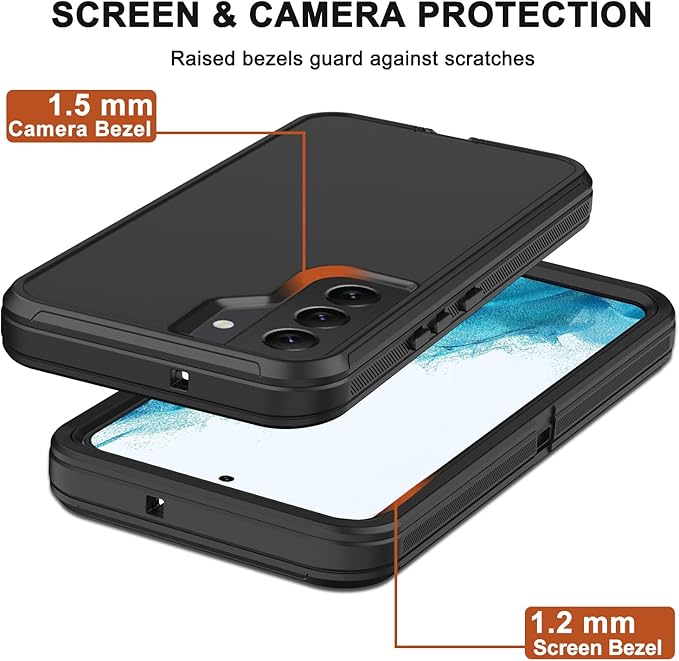 for Samsung Galaxy S22 Plus Case with Belt Clip Holster 2X Screen Protector [Military Grade Protection] Heavy Duty Full Body Shockproof Rugged Protective Cover for Samsung S22 Plus 5G Black