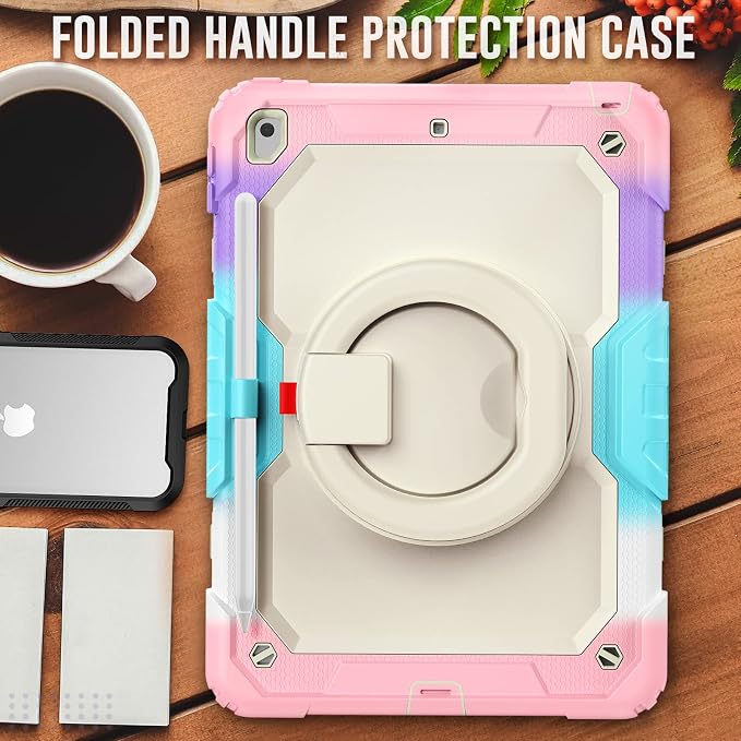 SEYMAC stock Handle Case for iPad (A16) 11th / 10th Gen 11'' /10.9'' Black | Full-Body Drop Protection Shockproof Case Pencil Holder Screen Protector 360 Ring Handle Stand 2025/2022 Released