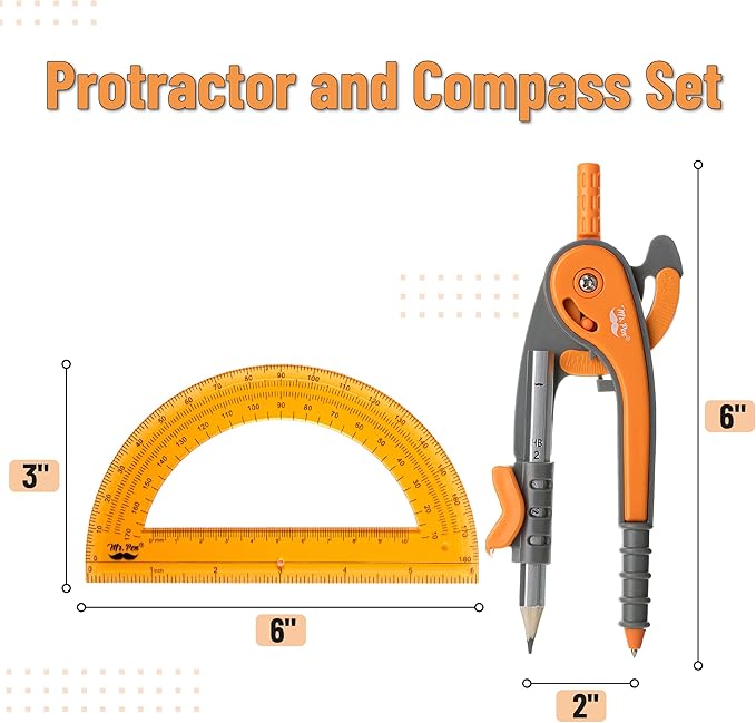 Mr. Pen- Compass and Protractor Set, Math Compass for Geometry and Drawing