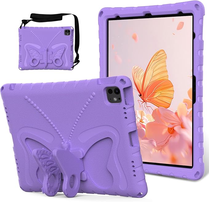 Kids Case for iPad Air 13 (2026/2025/2024) M4/M3/M2 &amp iPad Pro 13 2024 &amp iPad Pro 12.9 Cover 6th/5th/4th/3rd Gen (2022/2021/2020/2018) DIY Figures EVA Rubber Handle Stand Shockproof Bumper