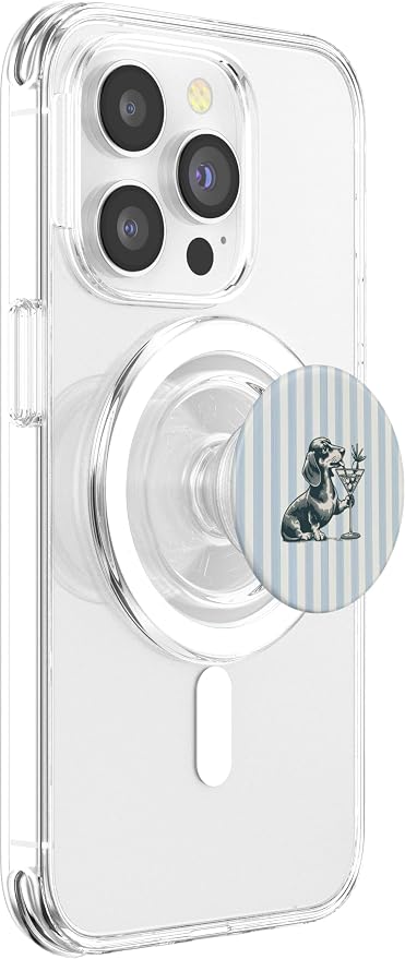 Blue Dog Drinking Illustration Print PopSockets PopGrip for MagSafe