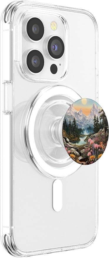 Mountains Landscape With Trees And Flowers Floral Nature PopSockets Adhesive PopGrip