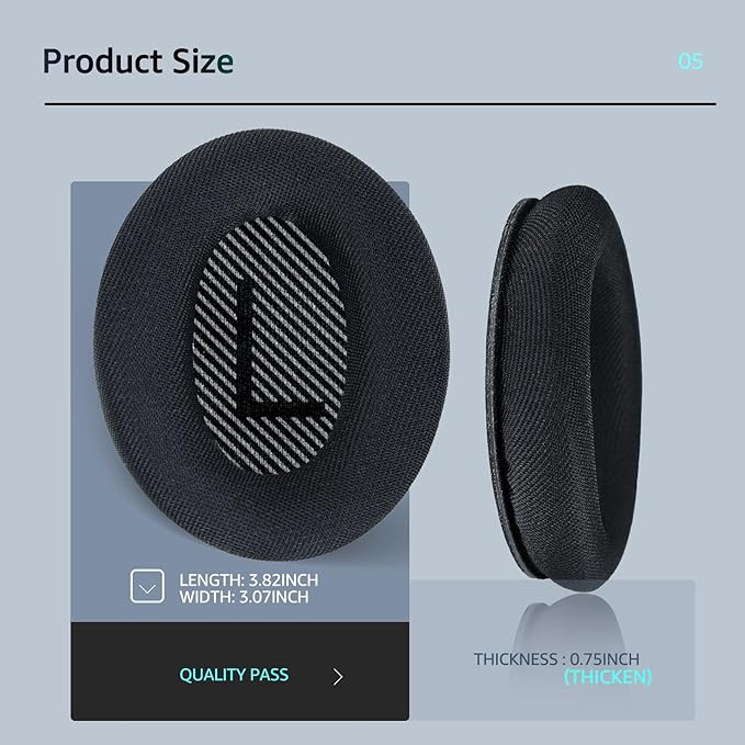 Fabric Comfort - Wzsipod Ear Pads for Bose Quiet Comfort 35/ QC35ii Headphones, Compatible with QC45 QC35ii QC25 QC15 & More Series, Replacement Exclusive Styles, S1