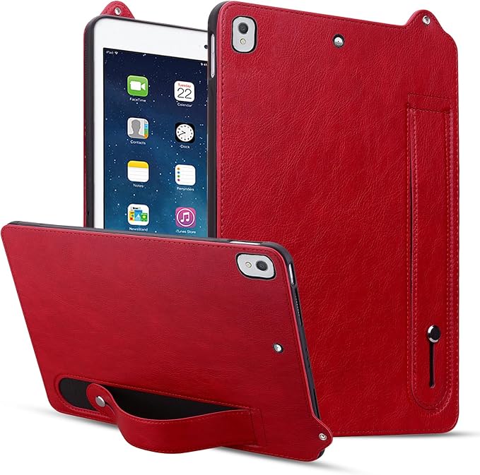 Slim Case for Apple iPad 10th Generation 10.9 Inch 2022 PU Leather Lightweight Hand Strap Stand Feature Drop Protection Back Cover for iPad 10th Gen 10.9 Black