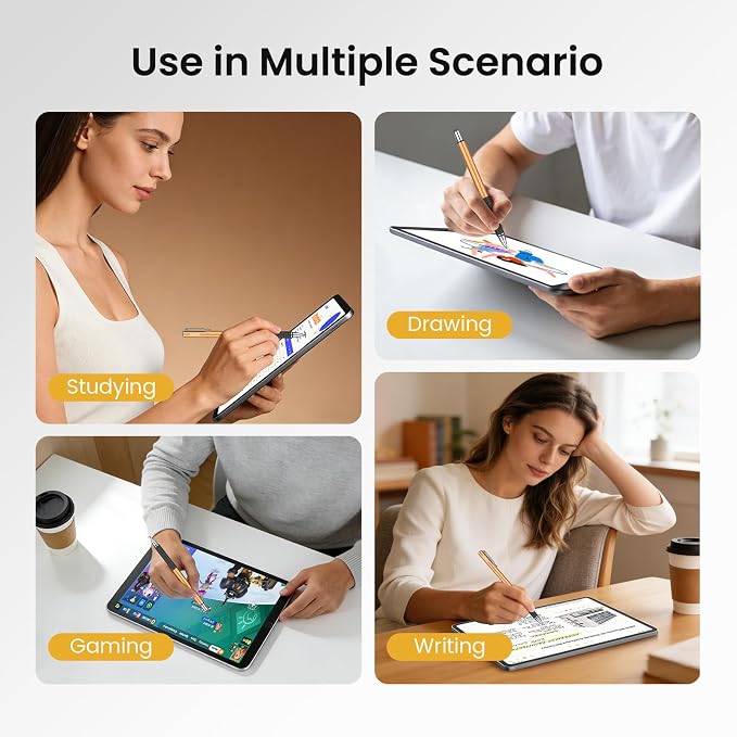 MEKO Stylus Pen for Touchscreen 2-in-1 Universal Stylus 6Pcs | MEKO 1st Gen Stylus Fiber &amp Disc Tips High Precision Work for iPad iPhone Android Tablets All Touch Screens-Black