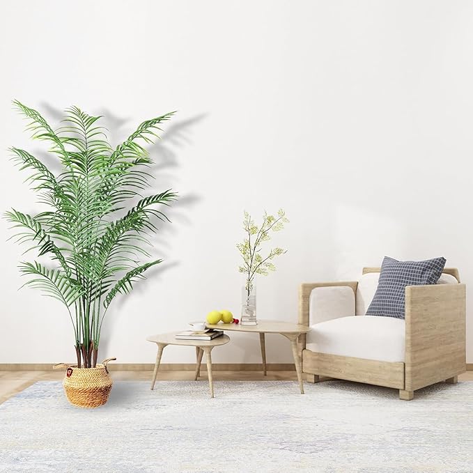 5ft Artificial Areca Palm Plant Fake Palm Tree with 17 Trunks Pre-Potted Artificial Plant with Realistic Moss for Home Office Faux Tree for Indoor Outdoor (5 Feet-2 Pack)