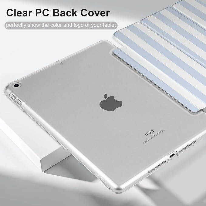 Compatible with iPad 10.2 Inch Case 2021 2020 2019 Smart Lightweight Trifold Stand Hard Plastic Transparent Cover Support Auto Sleep/Wake for iPad 10.2 9th/8th/7th Gen - Bear &amp Cherry