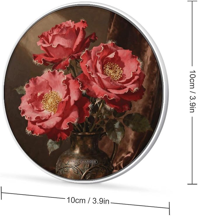 Bean-Rose Red Wireless Charger Magnetic Phone Induction Charger 10w Fast Wireless Charging Station Compatible with iPhone 17 16 15 14 13 12 Pro Max Samsung Galaxy S25 S24 S23