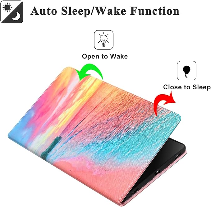 Case for Samsung Galaxy Tab S10 Lite/ S10 FE/ S9 FE 10.9 InchX400/X520/X510 Auto Wake/Sleep Premium PU Leather Folding Stand Cover with Pen Holder &amp Multiple Viewing Angles - Beach