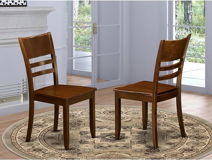 East West Furniture LYC-ESP-W Lynfield Dining Chairs - Ladder Back Wood Seat Kitchen Chairs, Set of 2, Espresso