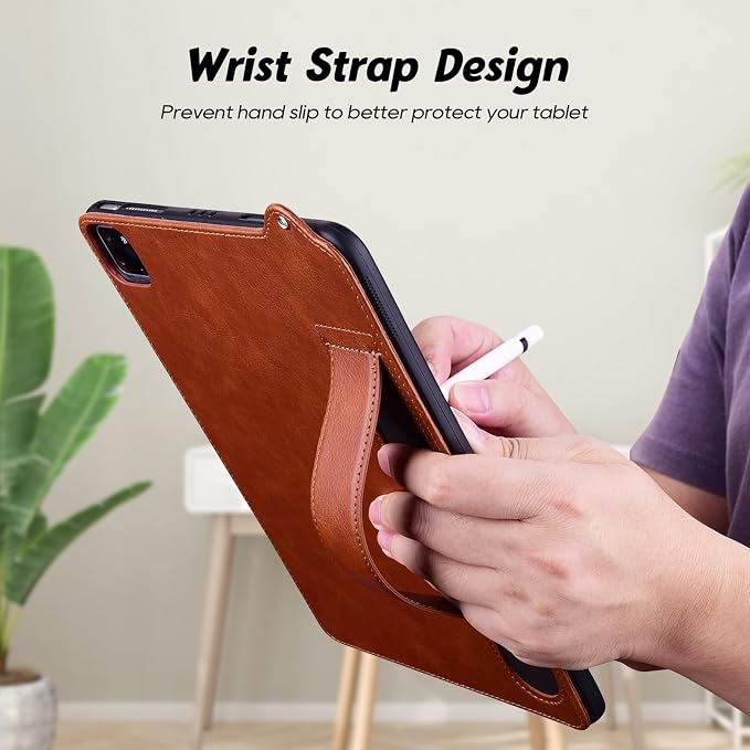 Slim Case for Apple iPad 10th Generation 10.9 Inch 2022 PU Leather Lightweight Hand Strap Stand Feature Drop Protection Back Cover for iPad 10th Gen 10.9 Black
