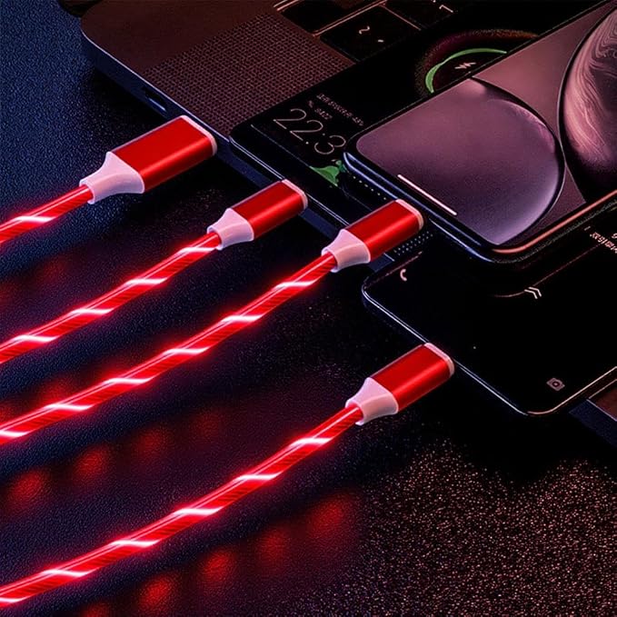 IHAO Multi Ports Charger Cable 3 Combinations in One Cable USB A to USB C/Micro USB PD Fast Charging Cord Lighted Up LED Flowing Compatible with Almost All Kinds of Electric Device-39Inches Blue