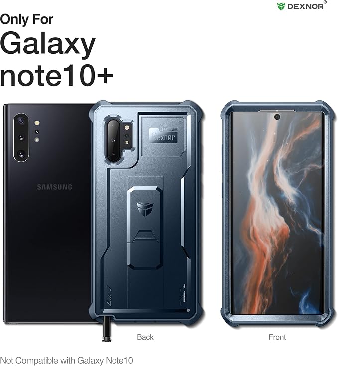 Dexnor for Samsung Galaxy Note 10+ Plus Case [Built in Screen Protector and Kickstand] Heavy Duty Military Grade Protection Shockproof Protective Cover for Samsung Galaxy Note 10 Plus (Army Green)