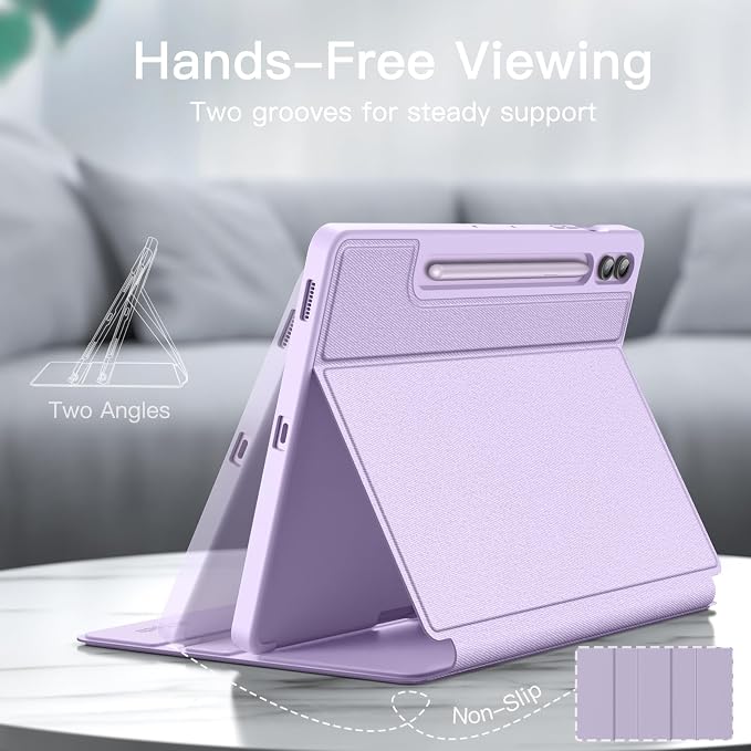 JETech Case for Samsung Galaxy Tab S9 FE+ / S9 FE Plus 12.4-Inch with S Pen Holder Slim Folio Stand Protective Tablet Cover Multi-Angle Viewing (Black)