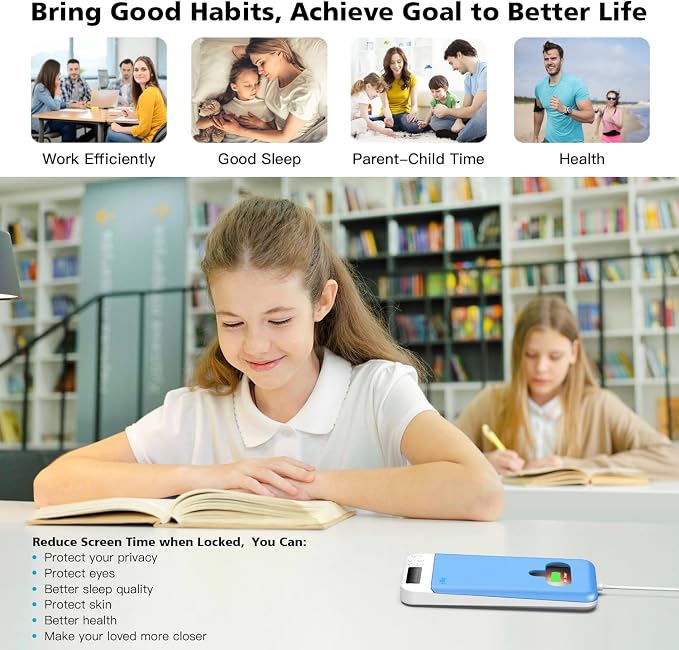 Cell Phone Lock Box with TimerPortable Timed Phone Lock Box for iPhone and Android Phones Self-Control Timer Phone Locker to Help KidsStudents Focus Back