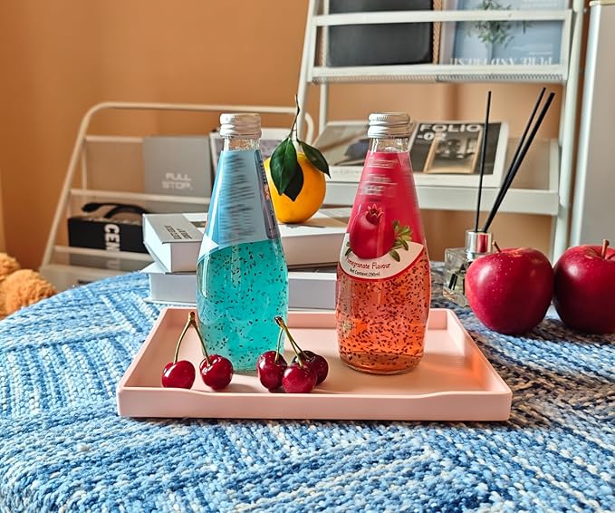 Pink Small Serving Tray (9.5 x 7 inch), Countertop Organizer for Bathtub Bathroom Vanity Items, Serving Accessory, Coffee, Drinks, Tea, Party, Spa, Perfume and Display Use.