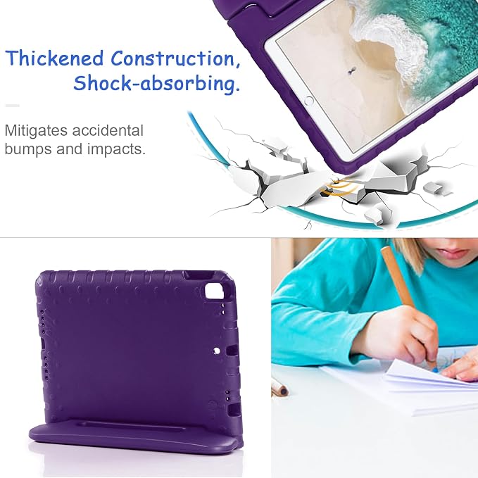 Kids Case for iPad Pro 11 M5/M4 &amp iPad Air 11 (2026/2025/2024) Shockproof Case with Pencil Holder Techcircle Light EVA Foam Handle Stand Bumper Protective Child Friendly Drop Proof Cover Black