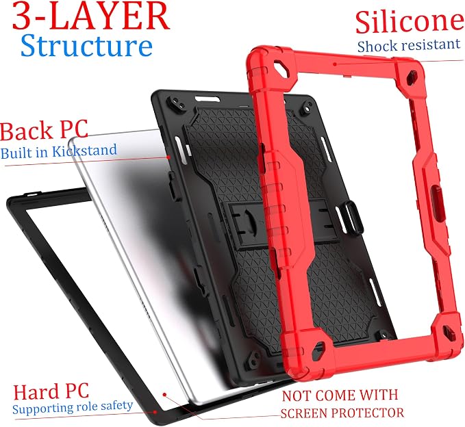 case for Dragon Touch Notepad K10 MAX10 Plus Case Built in Stand Shoulder Strap for FEONAL K118 K101 Veidoo T80 Plus 10.1 inches Tablet (Black/Black)