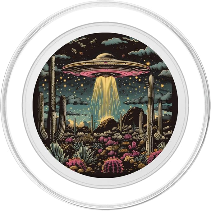 Alien Lover Flying Saucer UFO Extraterrestrial Cactus PopSockets PopGrip for MagSafe