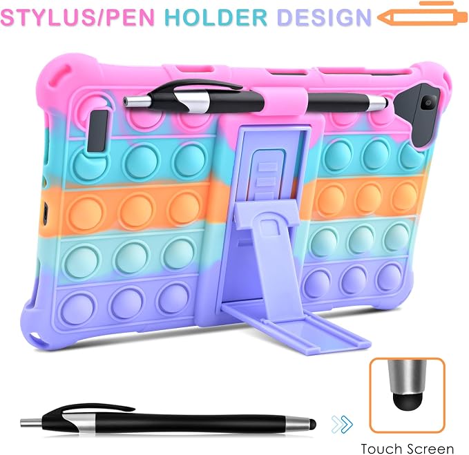 DETUOSI Silicone Case Compatible with Samsung Galaxy Tab A 8.0 2019 Without S Pen Model (SM-T290/T295/T297) Lightweight Protective Cover with Strap for Galaxy Tab A Case 8.0 2019 Dazzling Pink