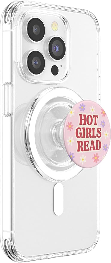 Hot Girls Read Pink Library Design PopSockets PopGrip for MagSafe