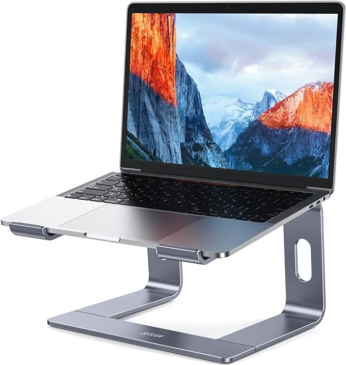 BESIGN LS03 Aluminum Laptop Stand, Ergonomic Detachable Computer Stand, Notebook Holder Compatible with MacBook Air Pro, Dell, HP, Lenovo More 10-15.6" Laptops, Space Gray