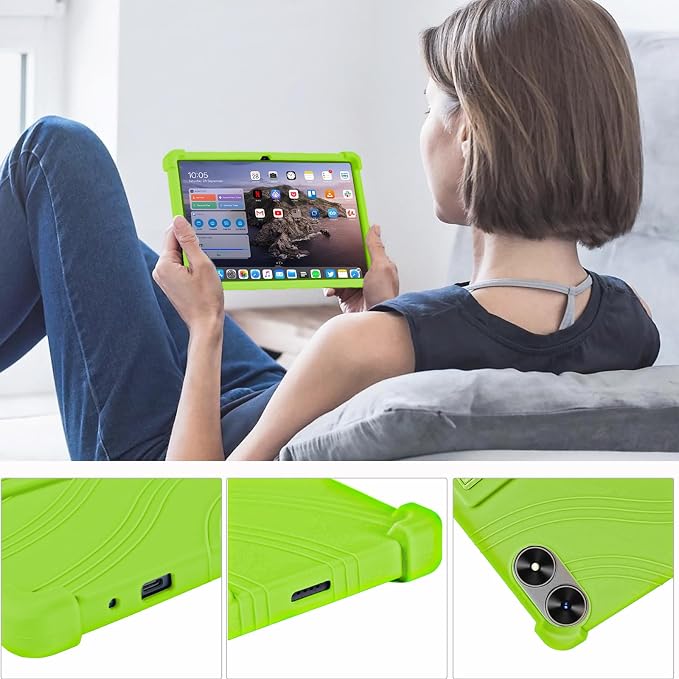 ATOOZ for SHARECLOUD P10_T Tablet Case 10.1 inch 2025Black | Soft Silicone Kids Case for Frameflow P10_A Tablet with PC Stand