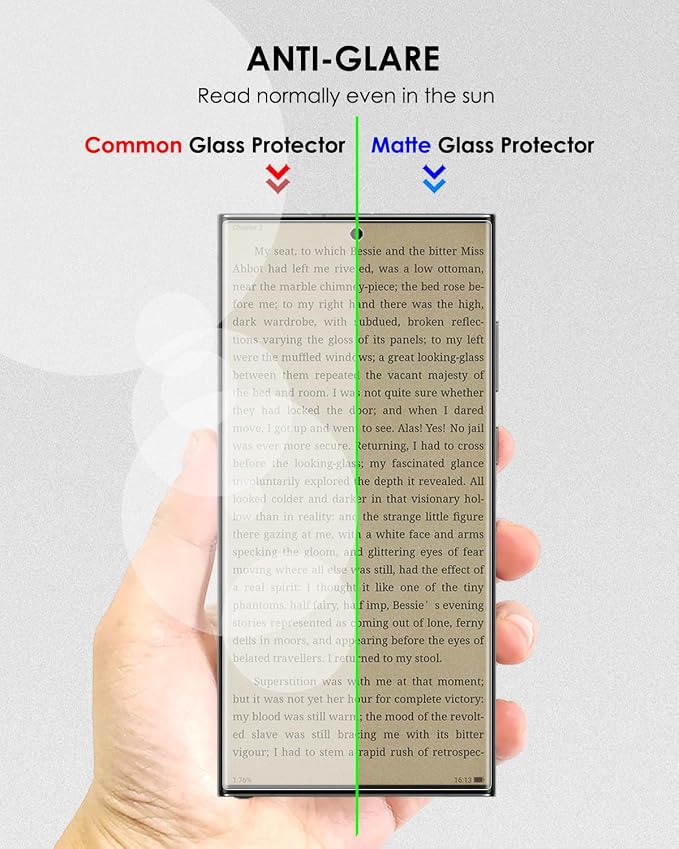 Matte Screen Protector for Samsung Galaxy S22 Ultra - 3 Pack Tempered Glass UV Set Anti Glare Anti-Fingerprint Soft Touch 9H Scratch Resistant