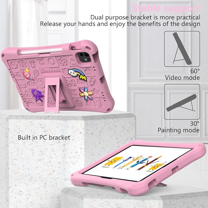 Case for iPad 10.2 Inch 2021/2020/2019/ iPad Pro 10.5 Inch/Air 3rd Gen (2019) Shoulder Strap Kickstand Children Friendly Anti-Scratch Shockproof Case Lightpurple