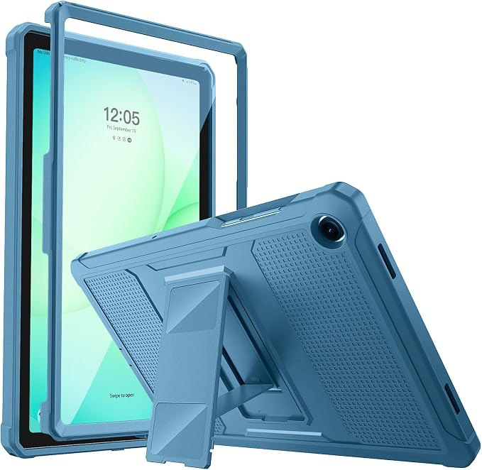 MoKo Shockproof Case Fit Samsung Galaxy Tab A11+ Plus/ A9+ 11 Inch | Full Body Rugged Stand Back Cover with Built-in Screen Protector for Galaxy Tab A11+/ A9+ Tablet Light Gray