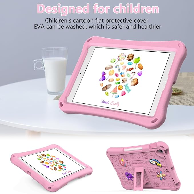 Case for iPad 10.2 Inch 2021/2020/2019/ iPad Pro 10.5 Inch/Air 3rd Gen (2019) Shoulder Strap Kickstand Children Friendly Anti-Scratch Shockproof Case Lightpurple