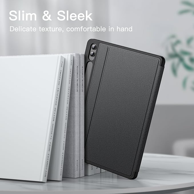 JETech Case for Samsung Galaxy Tab S9 FE+ / S9 FE Plus 12.4-Inch with S Pen Holder Slim Folio Stand Protective Tablet Cover Multi-Angle Viewing (Black)