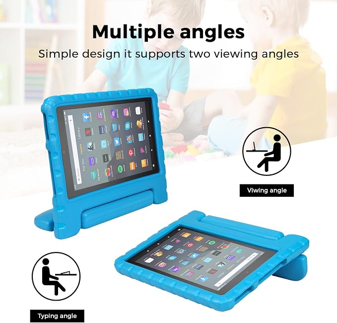 Kids Case for Fire 7 Inch Tablet 9th/7th/5th Generation Tablet (2019/2017/2015 Release) Kid-Proof &amp Shockproof Case Sturdy Soft Durable EVA Protective Cover with Convenient Handle Blue | Foldable