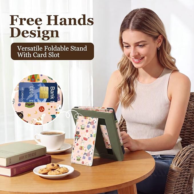 Fancity Case for Kindle Paperwhite 7/6.8 12th/11th Generation 2025 2024 | PU Leather Case with Auto Wake/Sleep Hand Strap for Kindle Paperwhite/Colorsoft Signature Edition 2021 Monet's Garden