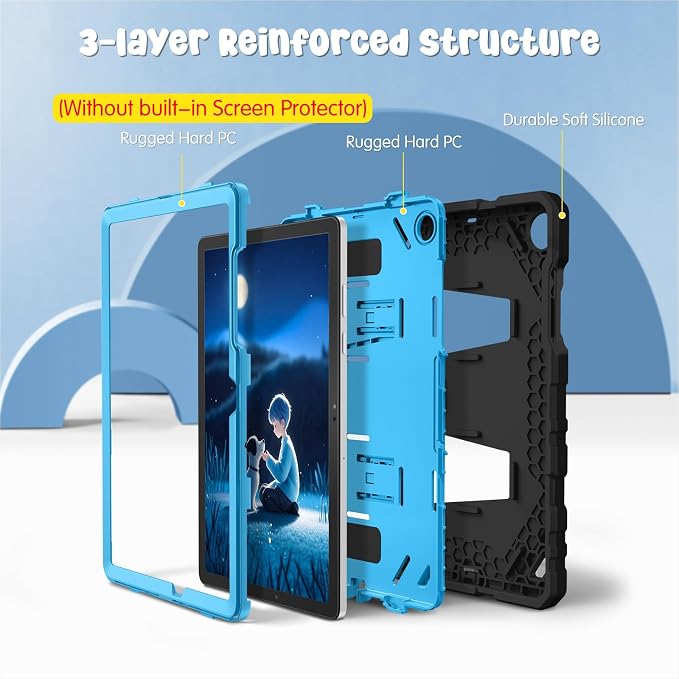 Fintie Kid-Friendly Case for Samsung Galaxy Tab A11+/A9+ 11'' Black | Rugged Shockproof Case Kickstand &amp Shoulder Strap Adjustable Stand 3-Layer Drop Protection for Learning &amp Travel