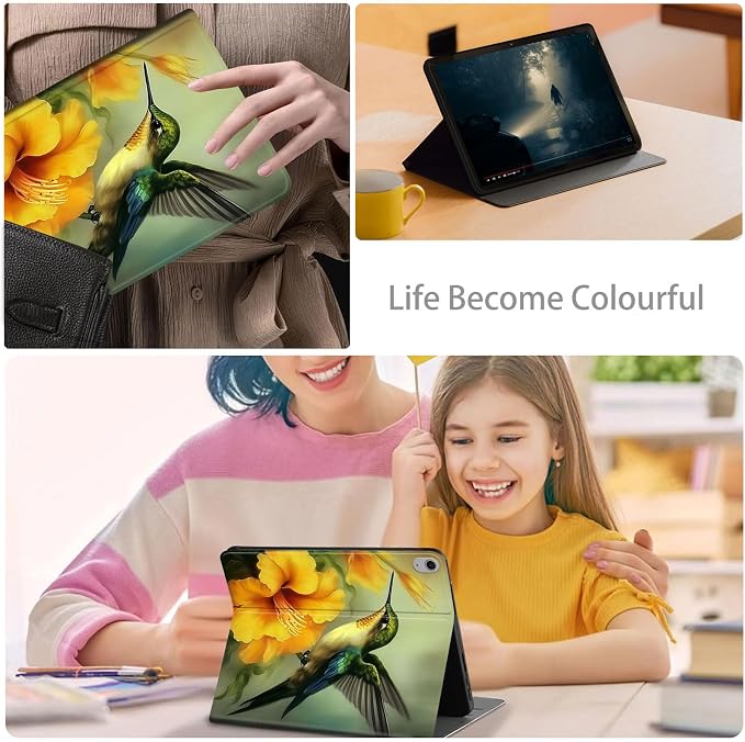 Case for iPad Air 11-inch (M4 2026 / M3 2025 / M2 2024) iPad Air 5th/4th Gen (2022/2020) 10.9 Slim PU Leather Folio Stand &amp Auto Sleep/Wake Protective Smart Cover Tree Fluorescent